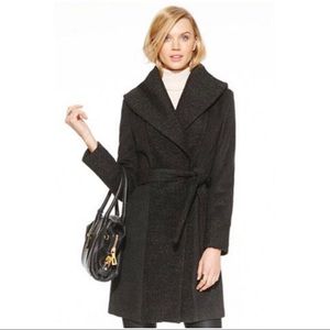 Wool Shawl Gray Wrap Coat 